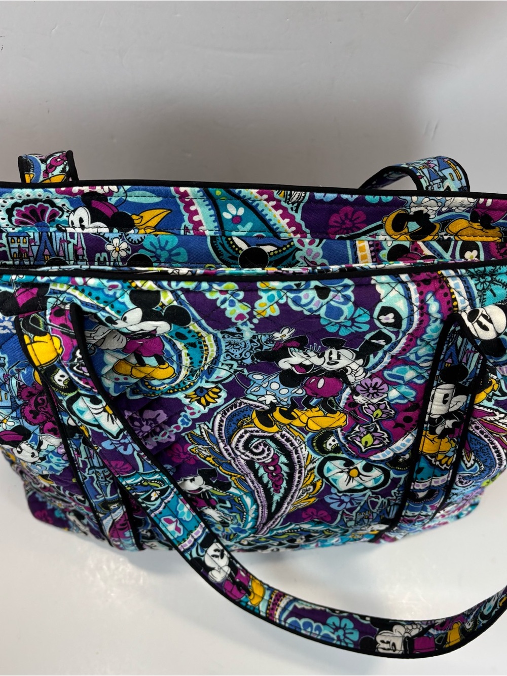 Vera Bradley Disney Parks Iconic Vera Tote Mickey's Paisley Celebration-Like New - Picture 7 of 13